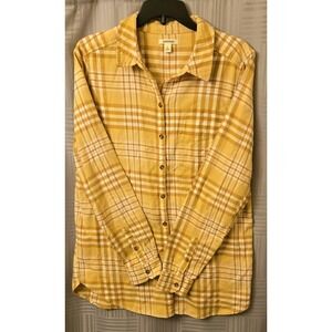 Goodthreads Flannel Shirt Men's Medium Plaid Long Sleeve Button Down Yellow